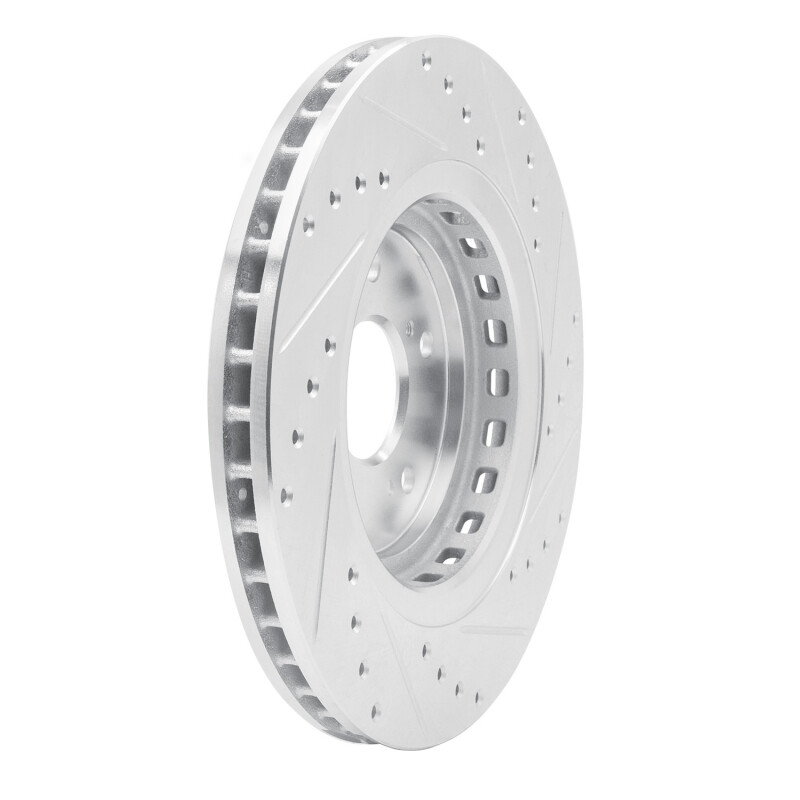 Acura TLX Brake Rotor (1) - Front Left - R1 Concepts - Drilled & Slotted - Silver - `14-`20